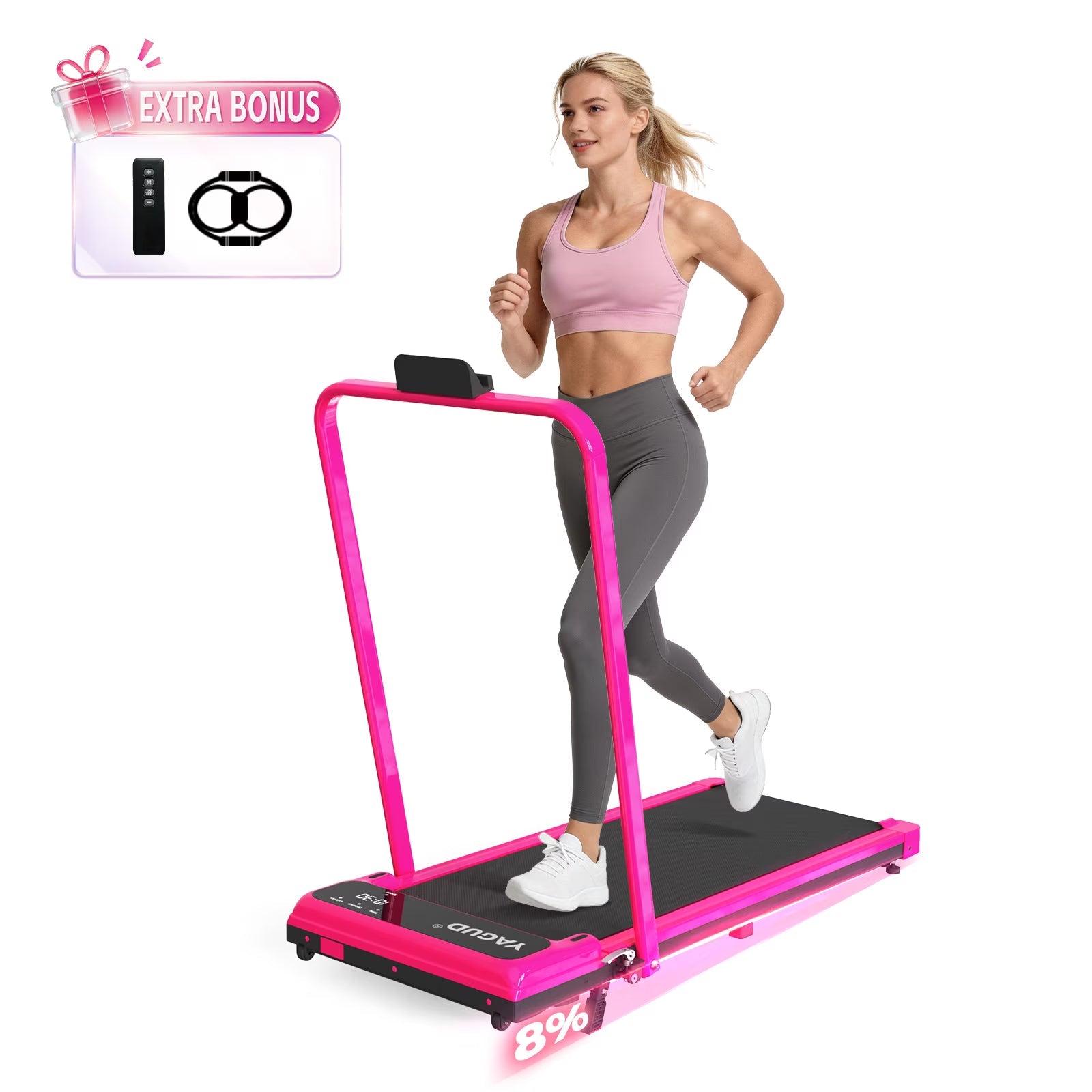 Walking Pad Treadmill With Handrail And Adjustable Incline