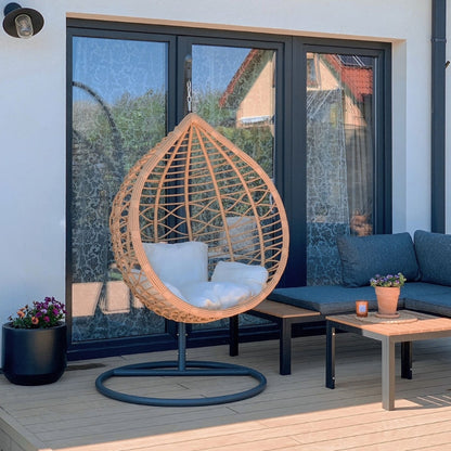 Fotel wiszący deluxe ze stojakiem - Premium bawełna
