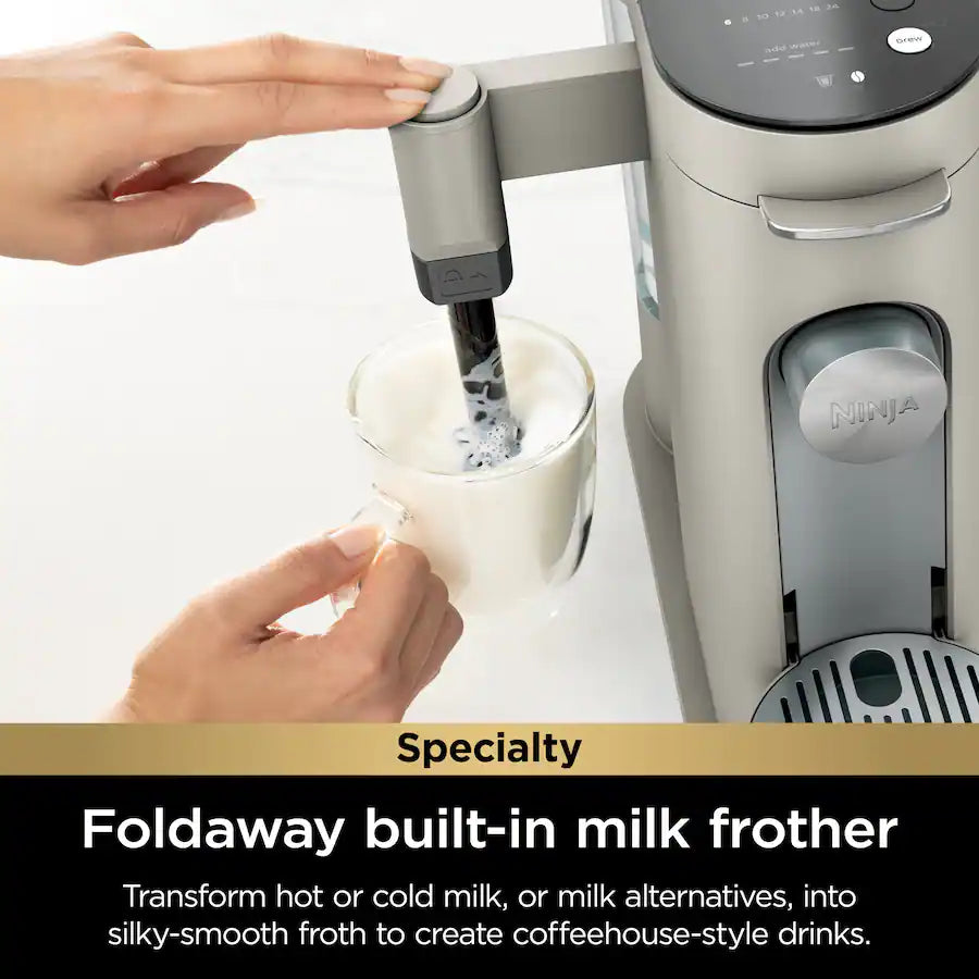 Ninja - Pods & Grounds Specialty Single-Serve Iced Coffee Maker, K-Cup Pod Compatible with Foldaway Milk Frother