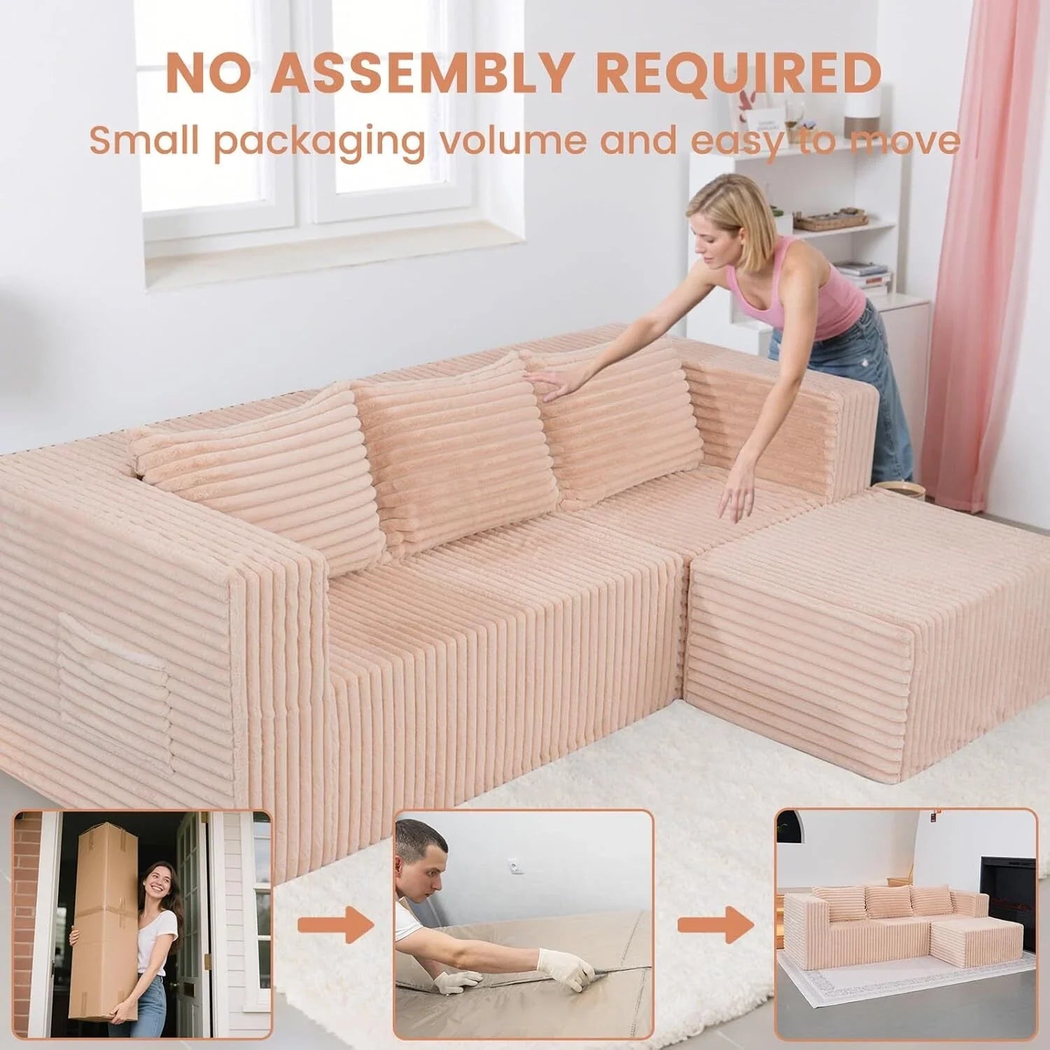 "Boneless Couch Rose" - Kanapa bez ramy Różowa